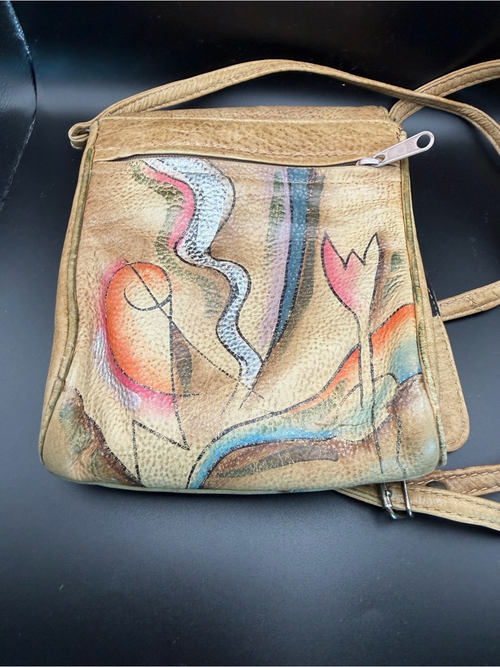 Vintage Sam Sam Vintage Hand-Painted Abstract Leather Crossbody Bag - Picture 4 of 12